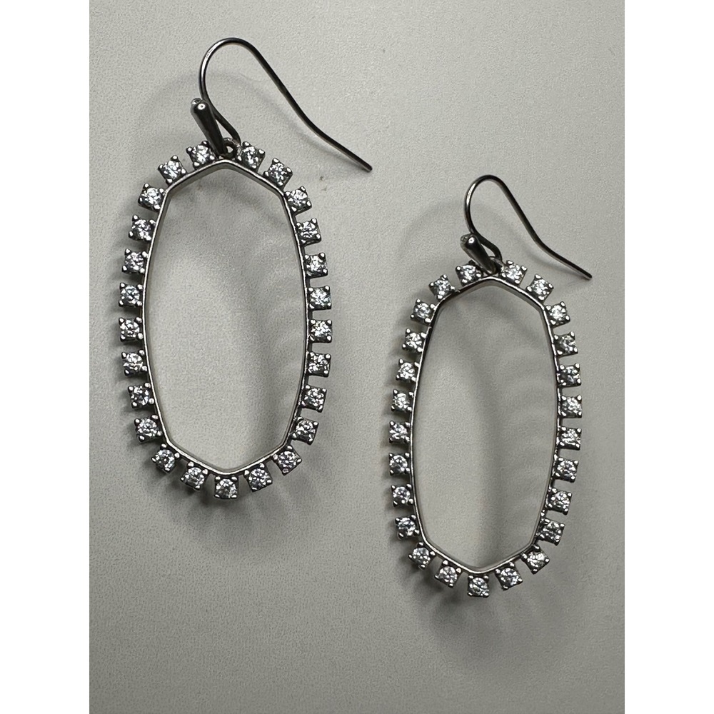 Kendra Scott Danielle Gunmetal Pavé Crystal Open Frame Drop Earrings Hematite